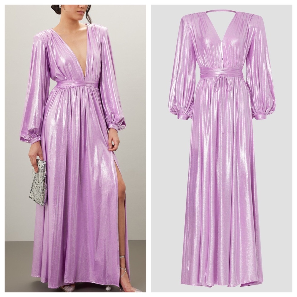 Bronx and Banco Metallic Lavender Maxi Dress